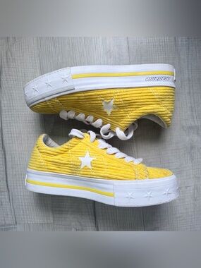 Converse x MadeMe One Star Yellow Corduroy Platform Sneakers 7